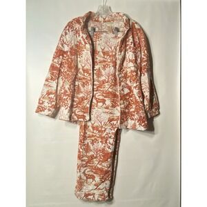 Pottery Barn Red Alpine Toile Women's Pajamas X-Small 100% Cotton